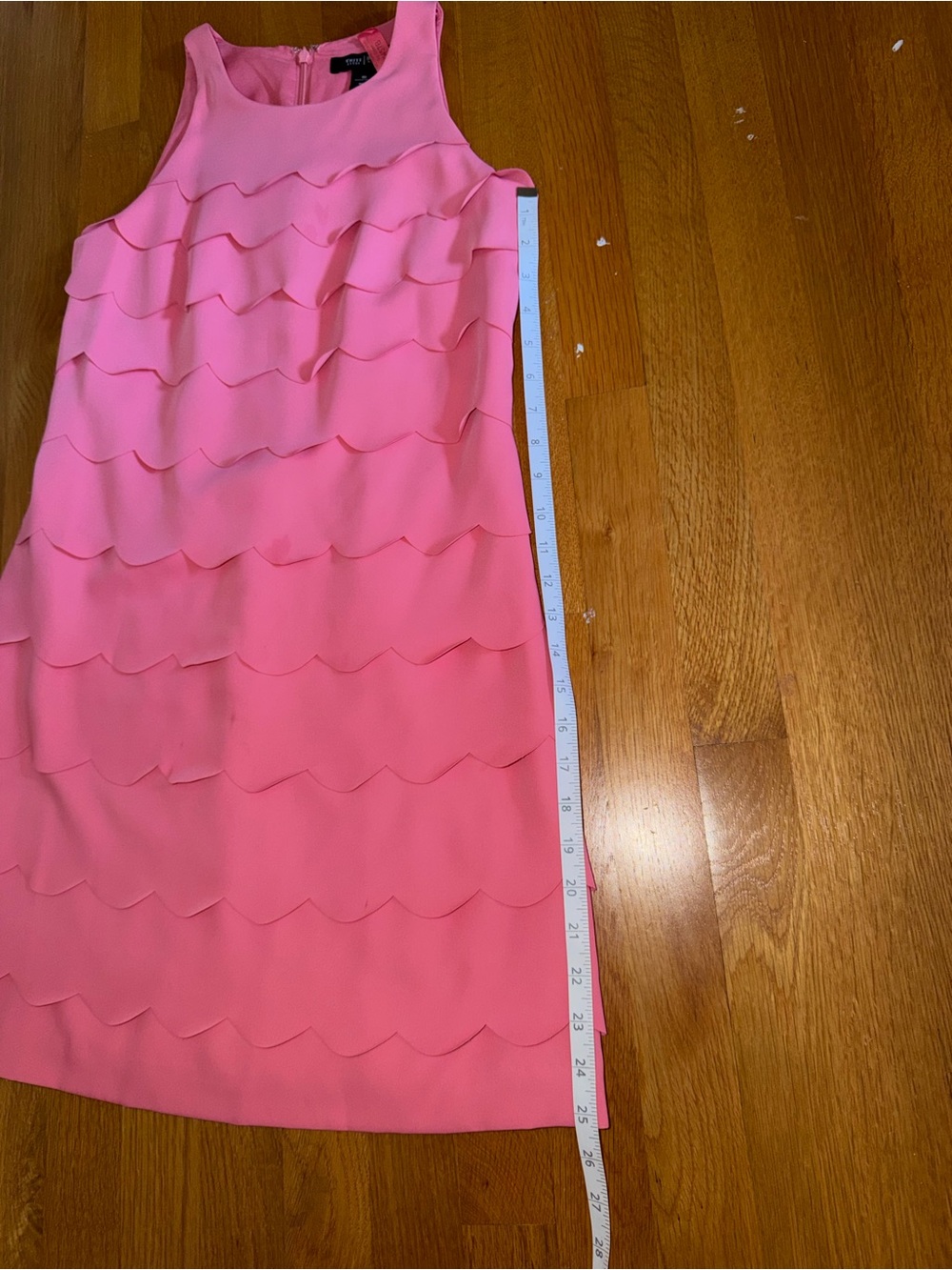 WHBM 00 Pink Scallop Tiered Sleeveless Dress - Picture 9 of 10